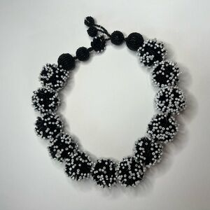 Elegant Black and White Beaded Necklace